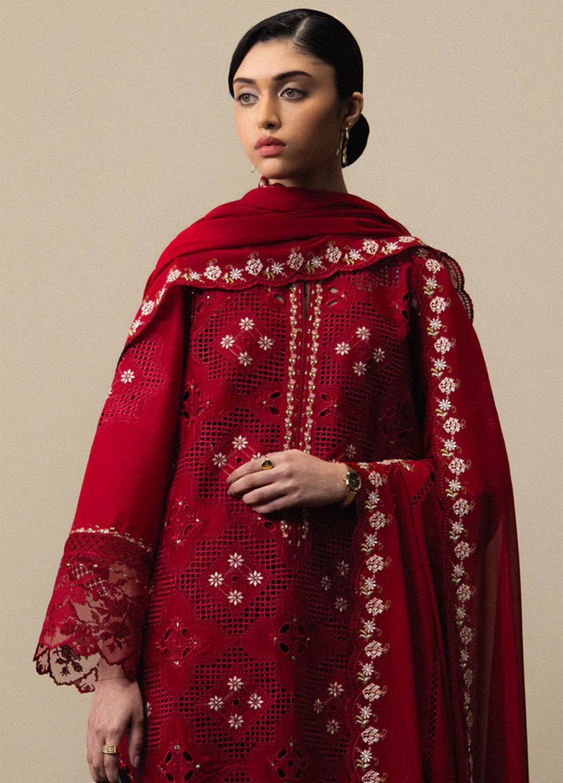 3 Piece Lawn with Semi Pure Chiffon Dupatta   | Ready To Wear