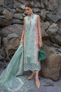 Mint & Baby Pink: Embroidered Lawn Suit With Organza Dupatta | Ready To Wear
