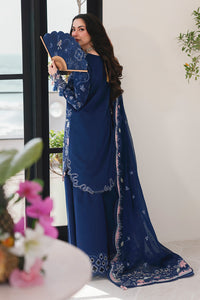 Blue Cotton 3 piece Suit with Chiffon Dupatta | Ready To Wear