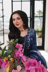 Blue Cotton 3 piece Suit with Chiffon Dupatta | Ready To Wear