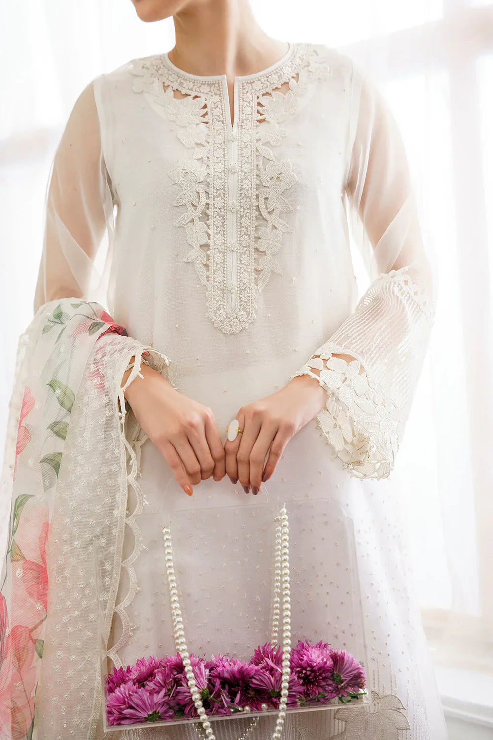 03-Piece Embroidered Organza Suit | Ready To Wear