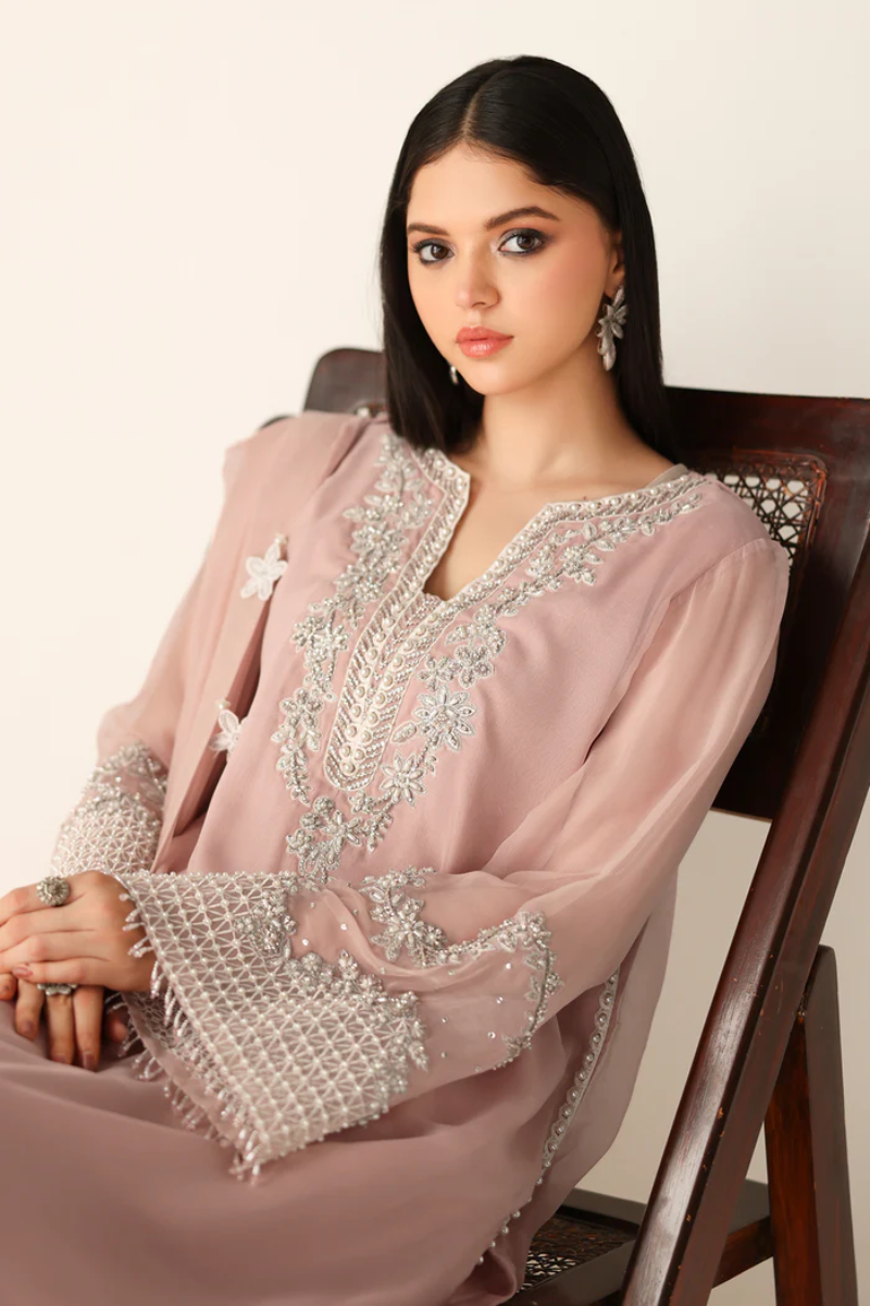 03-Piece Luxury Chiffon Hand-Embellished suit | Ready To Wear