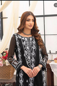 Embroidered Chiffon 3-Piece Suit with Spangle Work & Handwork Ready to Wear