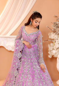 Pastel Lilac & Sparkling Silver: Embroidered Net Bridal Lenge Choli | Ready To Wear
