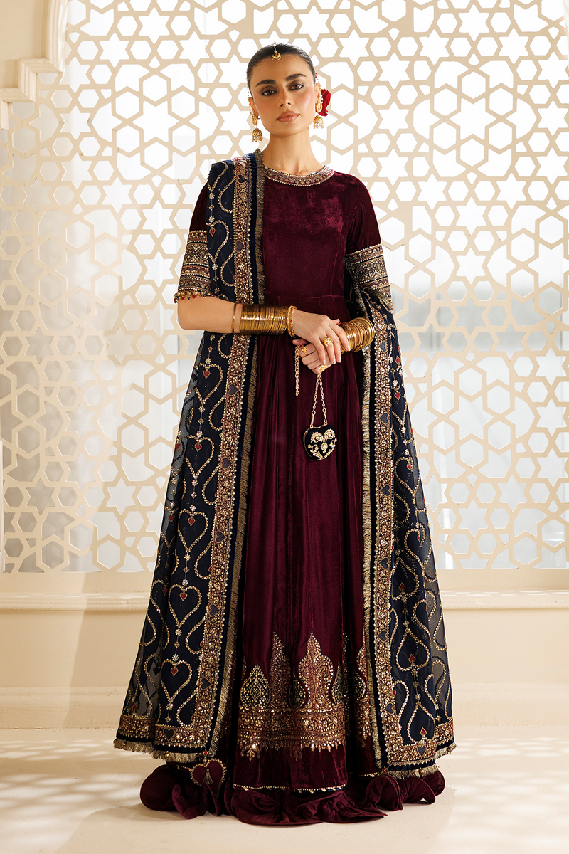 Velvet 3-Piece RTW Suit with Chiffon Dupatta