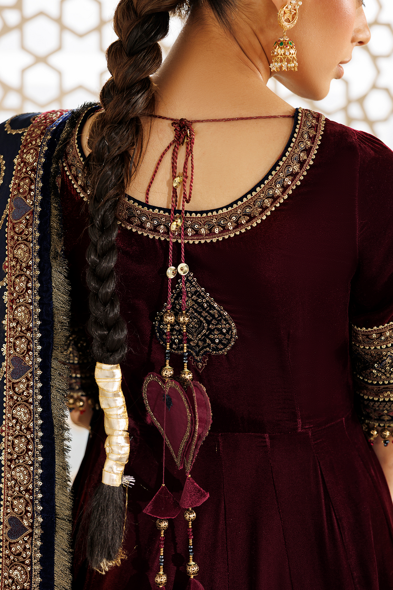 Velvet 3-Piece RTW Suit with Chiffon Dupatta