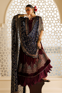 Velvet 3-Piece RTW Suit with Chiffon Dupatta