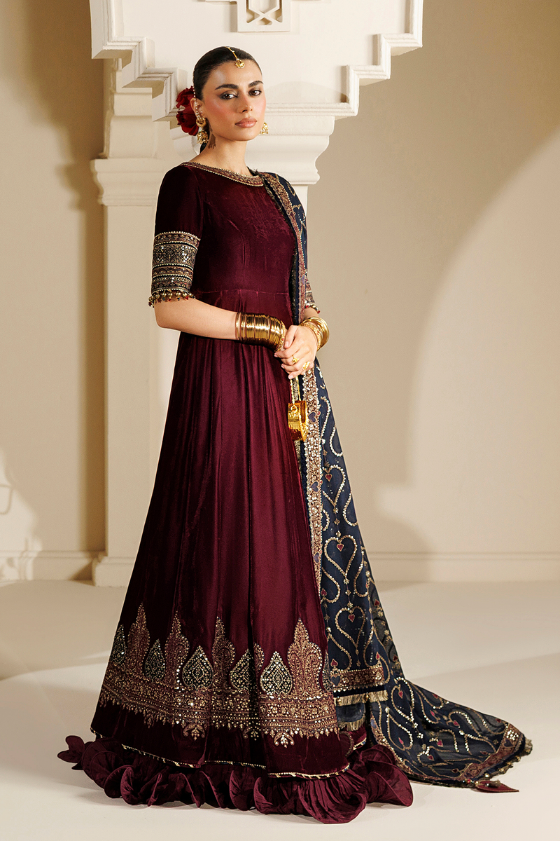 Velvet 3-Piece RTW Suit with Chiffon Dupatta