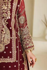 Rich Wine Red & Shimmering Gold: Chiffon Long Shirt Suit | Ready To Wear