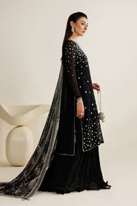 Black Chiffon Sequence Embroidered 3-Piece Suit | Ready to Wear