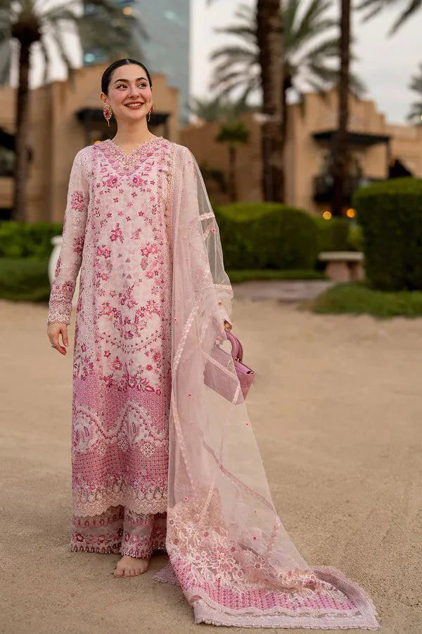 03-Piece Embroidered Lawn Suit With Organza Dupatta | Ready To Wear