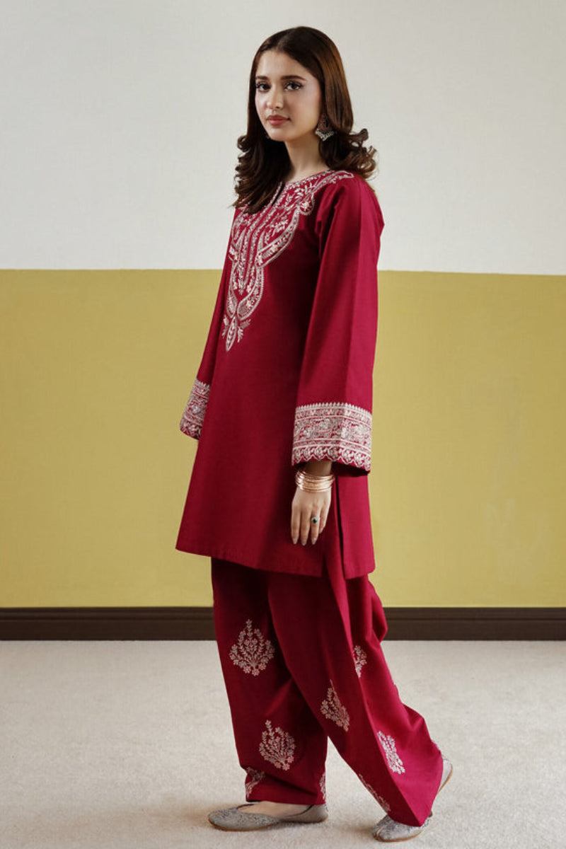 Maroon Premium Silk 3 piece suit | Ready To Wear