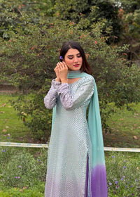 03-Piece Tie & Dye - Embroidered Chiffon Suit | Ready To Wear
