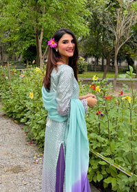 03-Piece Tie & Dye - Embroidered Chiffon Suit | Ready To Wear