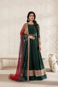 Emerald green Bridal Maxi  Chiffon & Malai with Heavy Zari Embroidery | Ready-to-Wear