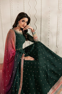 Emerald green Bridal Maxi  Chiffon & Malai with Heavy Zari Embroidery | Ready-to-Wear
