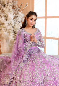 Pastel Lilac & Sparkling Silver: Embroidered Net Bridal Lenge Choli | Ready To Wear