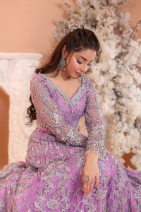 Pastel Lilac & Sparkling Silver: Embroidered Net Bridal Lenge Choli | Ready To Wear