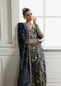 Midnight Navy & Gold: Embroidered Organza Long Shirt | Ready To Wear