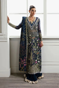 Midnight Navy & Gold: Embroidered Organza Long Shirt | Ready To Wear