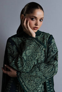 Forest Green & Mint Accent: Embroidered Cotton Suit | Ready To Wear