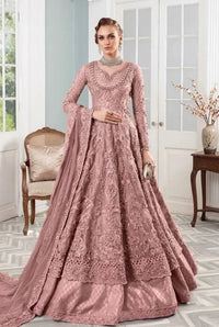 Dusty Mauve Pink: Net Heavy Bridal Gown Suit | Ready To Wear