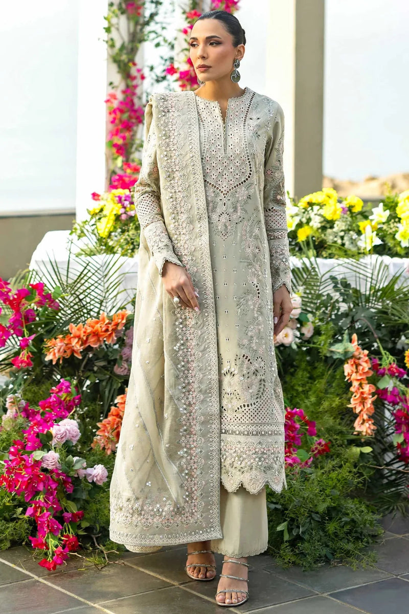 3 Piece Cotton Suit With Organza Dupatta| Ready To Wear