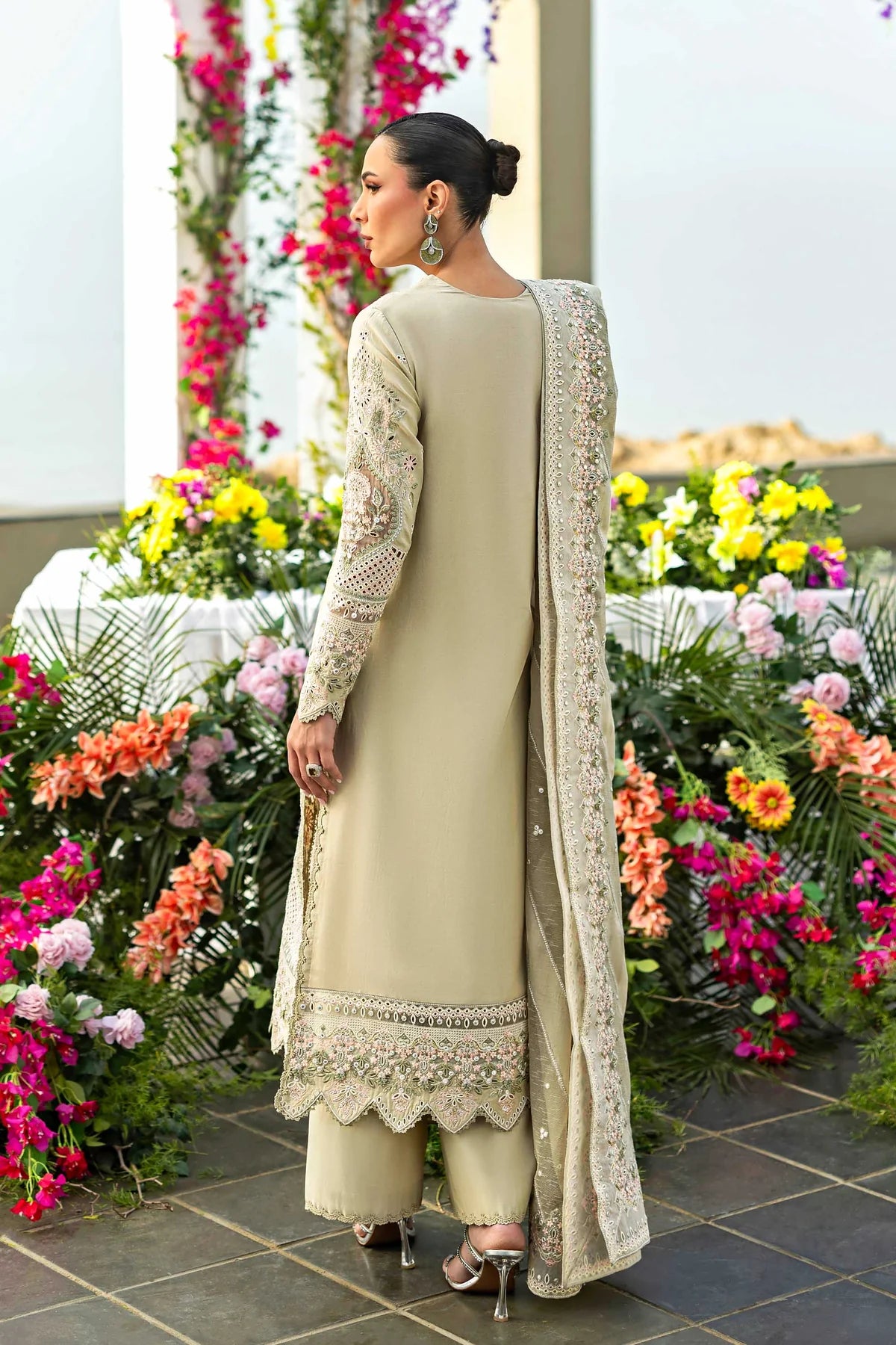 3 Piece Cotton Suit With Organza Dupatta| Ready To Wear