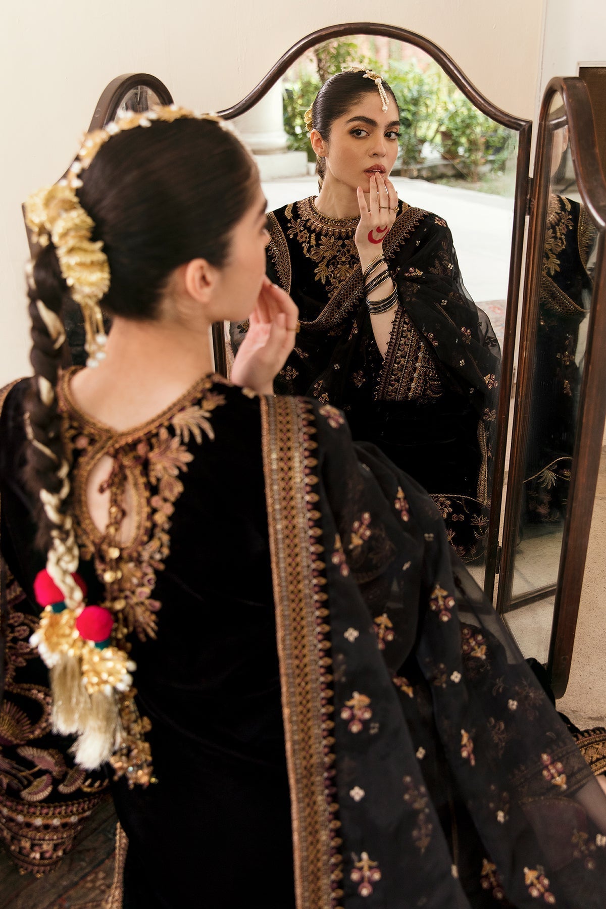 3 Piece Stitched Velvet Embroidery Suit - Ready To Wear