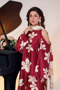 Satin Silk 3-Piece Printed Suit with Shamooz Silk Shawl | Ready to Wear