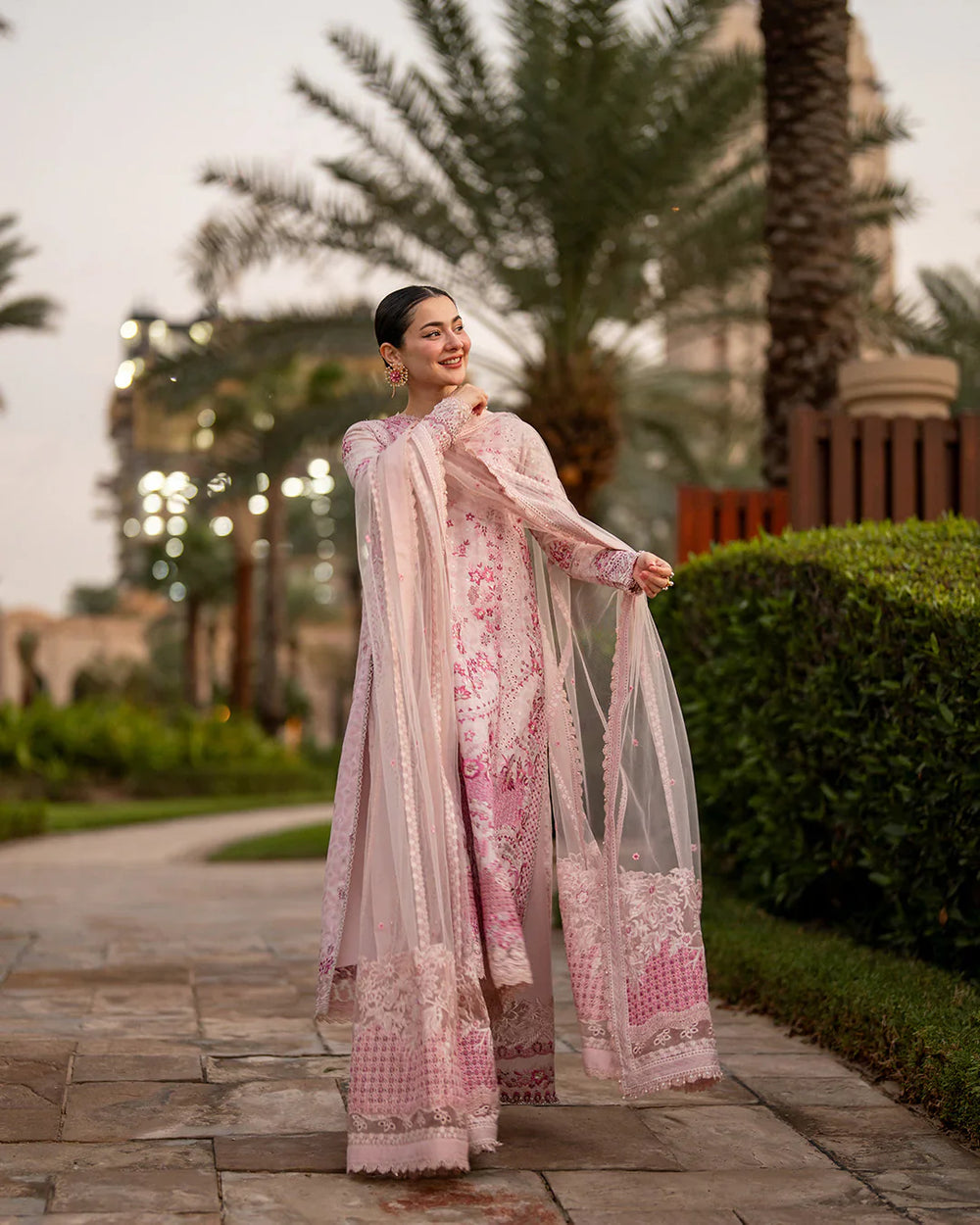 03-Piece Embroidered Lawn Suit With Organza Dupatta | Ready To Wear