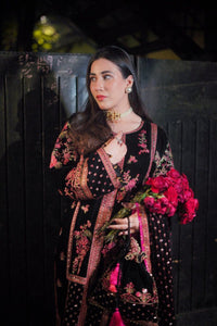 Black Black Velvet Heavy Embroidered 3-Piece Suit | Ready to Wear