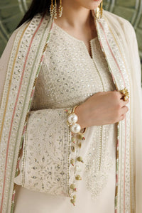Elegant Ivory Semi Pure Chiffon Thread & Sequence Embroidered Suit | ready to wear