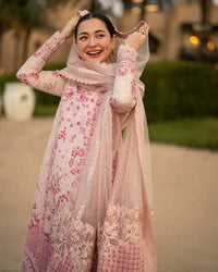03-Piece Embroidered Lawn Suit With Organza Dupatta | Ready To Wear