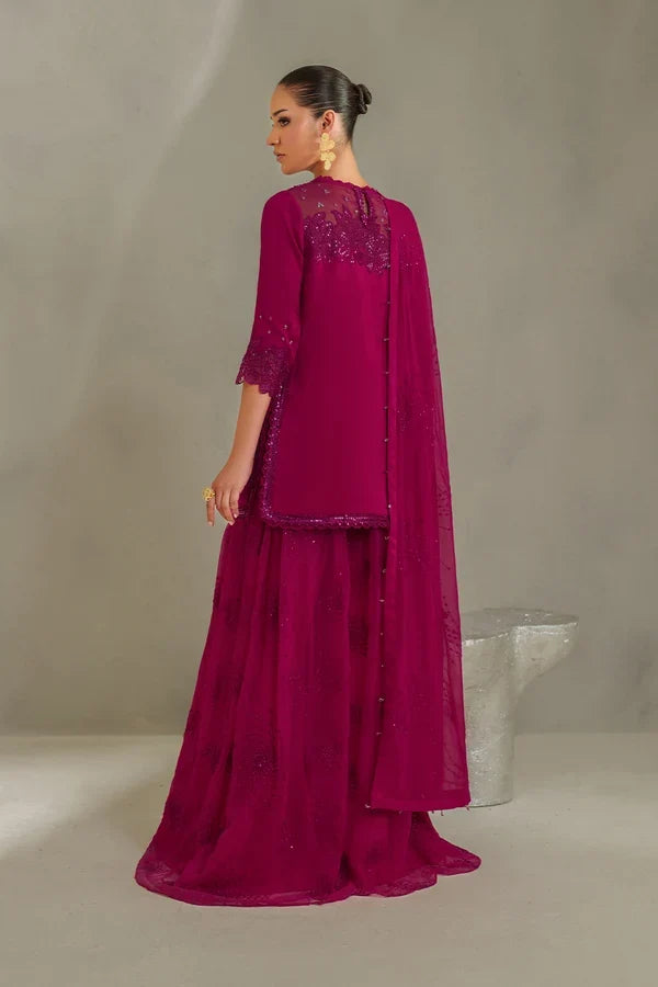 Deep Fuschia: Embroidered Short Kurti Suit | Ready To Wear