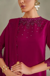 Deep Fuschia: Embroidered Short Kurti Suit | Ready To Wear