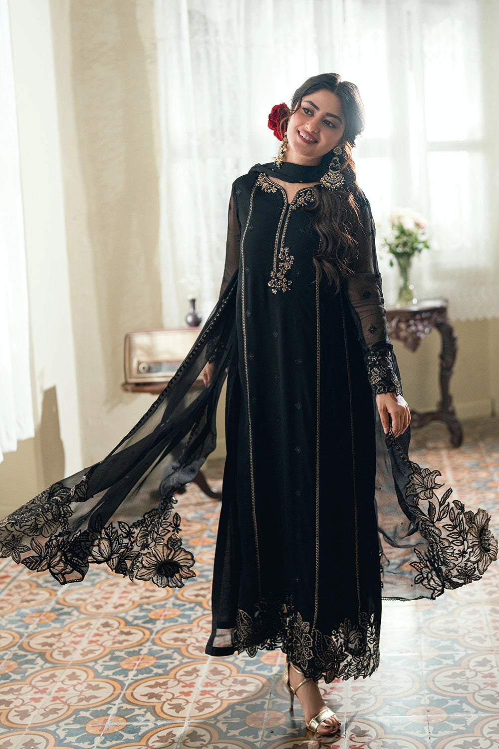 PREMIUM NIGHTINGLES STITCHED 3-PIECE CHIFFON SUIT | Ready To Wear