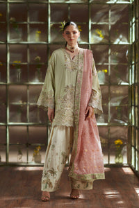 Pistachio Green  Luxury Raw Silk Embroidered 3-Piece suit | Ready to Wear