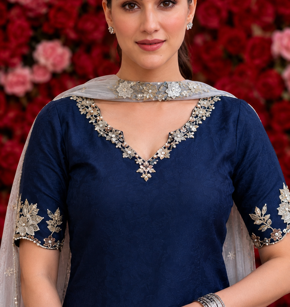 Embroidered Shamoze Silk 3-Piece Suit | Ready to Wear