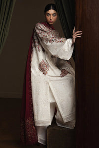 Ivory Kashmiri: Embroidered Lawn Long Kurta | Ready To Wear