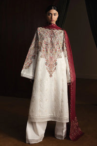 Ivory Kashmiri: Embroidered Lawn Long Kurta | Ready To Wear