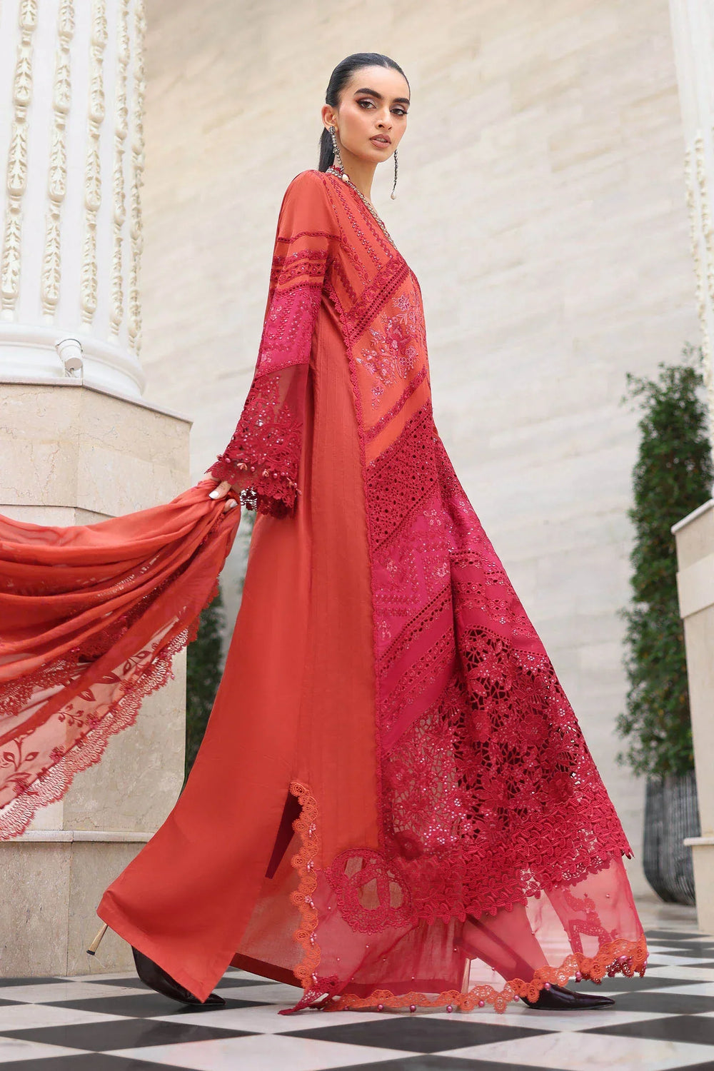 03-Piece Embroidered Lawn Suit With Silk Dupatta | Ready To Wear