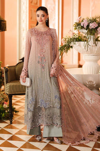 Dusty Pink & Grey-Ash Heavy Embroidered Tie-Dye Chiffon 3-Piece Suit | Ready To Wear