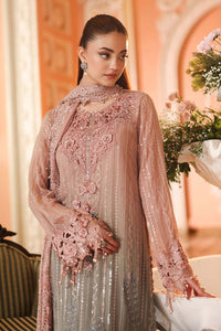 Dusty Pink & Grey-Ash Heavy Embroidered Tie-Dye Chiffon 3-Piece Suit | Ready To Wear