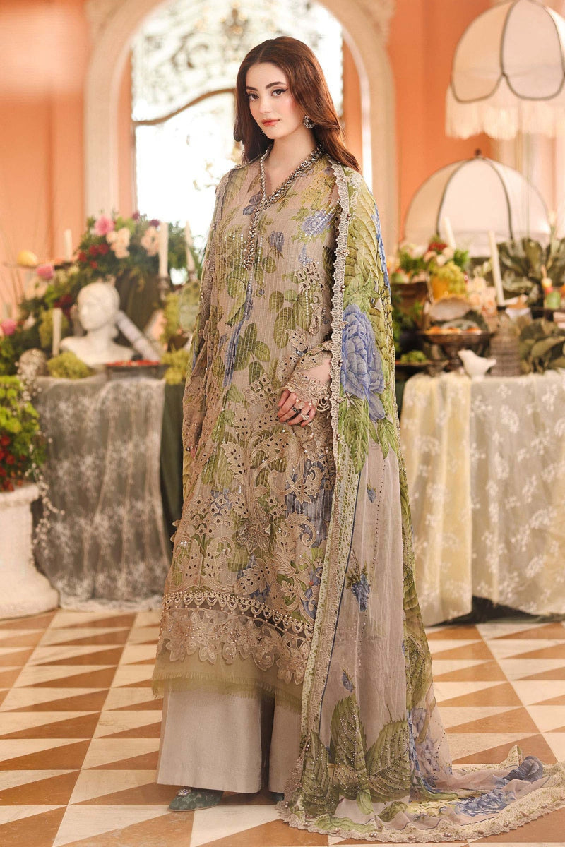 Beige Floral Luxury Chiffon Embroidered 3-Piece Suit | Ready to Wear