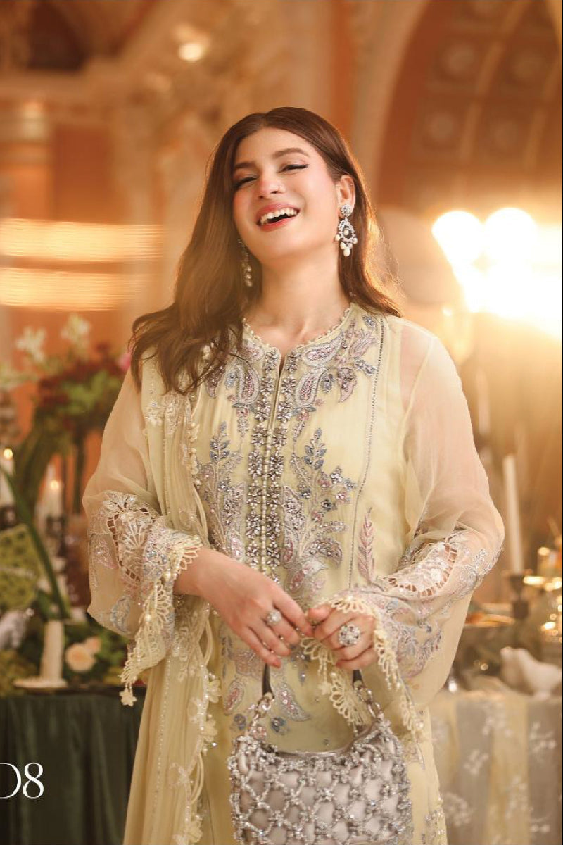 Pistachio Green Chiffon Embroidered 3-Piece Suit | Ready To Wear