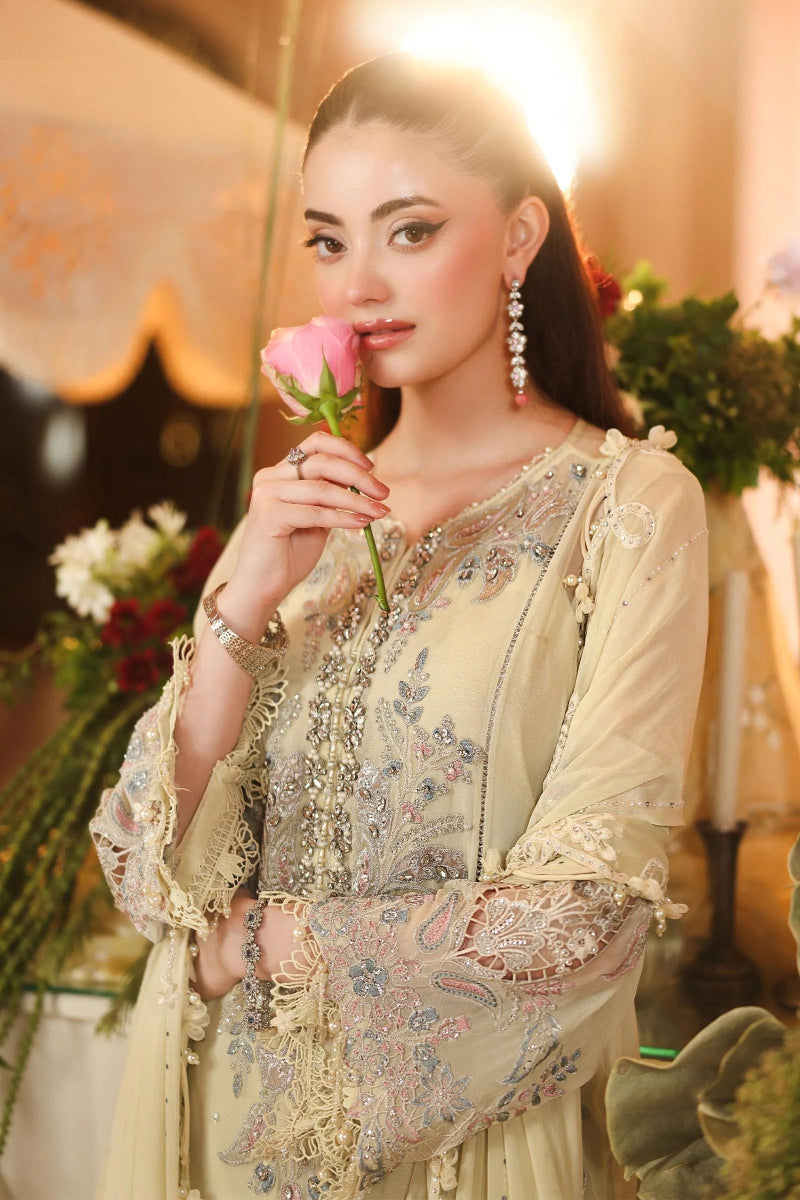 Pistachio Green Chiffon Embroidered 3-Piece Suit | Ready To Wear