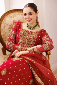 Bridal Red Embroidered Chiffon Suit With Organza Dupatta | Ready To Wear