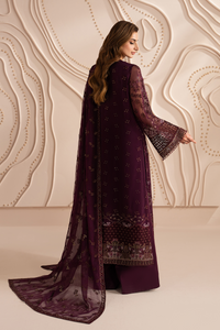 Premium Chiffon Embroidered Deep Plum 3-Piece Suit | Ready-to-Wear