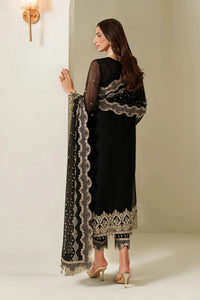 Jet Black Luxury Chiffon Embroidered 3-Piece Suit | Ready to Wear